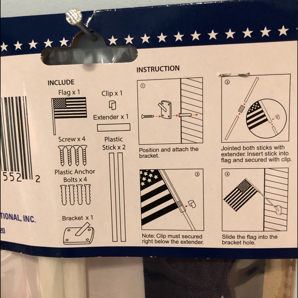 5/$25 American Flag kit. Hardware for hanging included - Picture 6 of 7